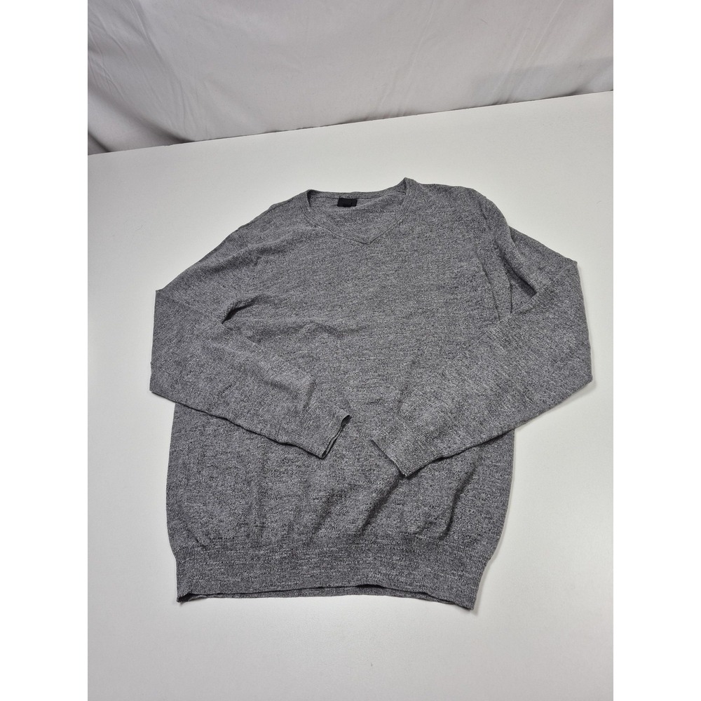 J Crew Sweater Mens LT Gray 100% Cotton V Neck Long Sleeve Knit Pullover